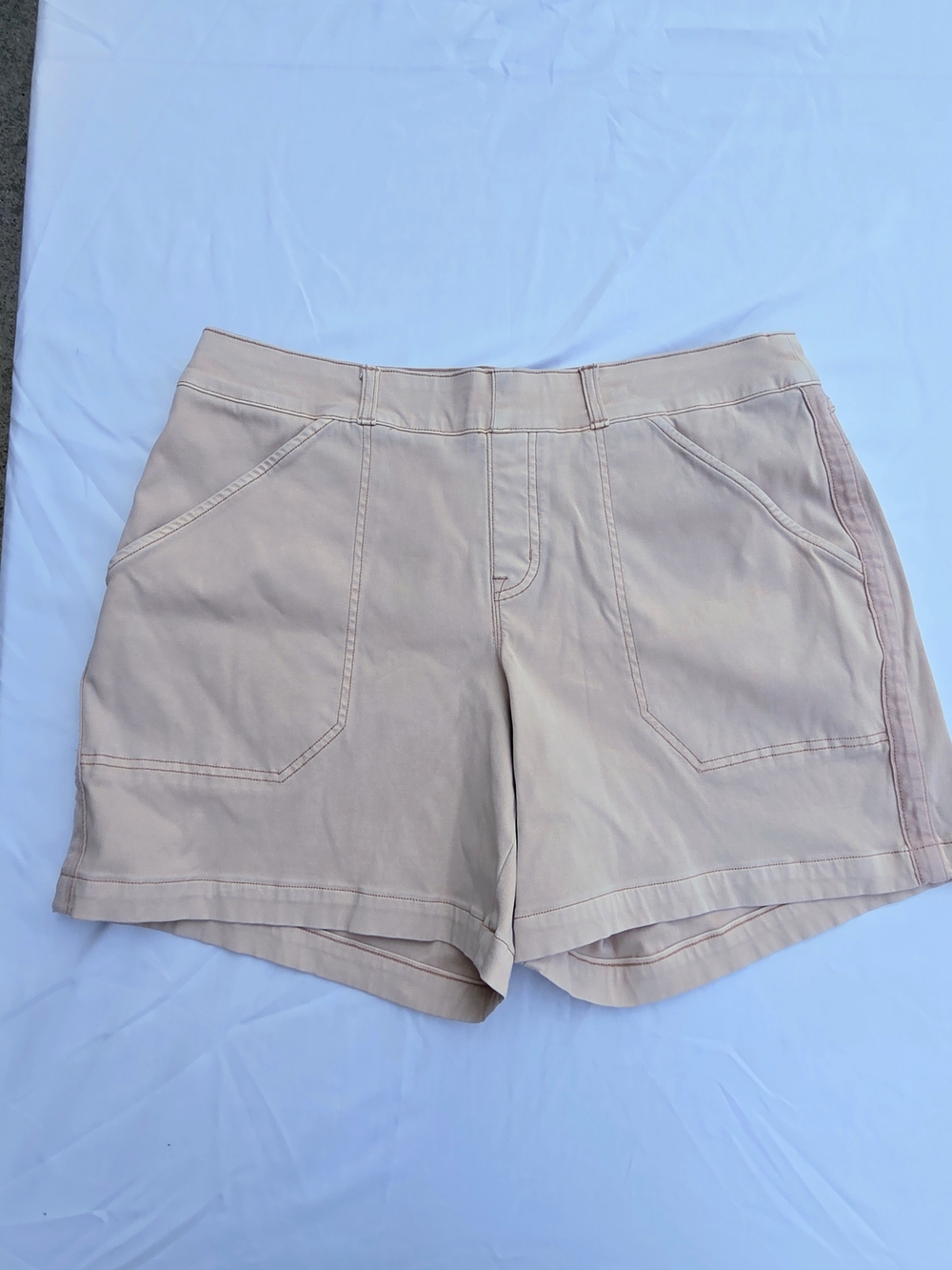 SPANX Mauve Pink Stretch Twill Pull On Shorts XL Tummy Control Casual Classic